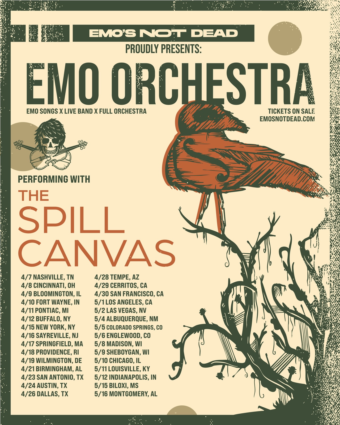 The Spill Canvas An Evening of Emo tour Poster 2026